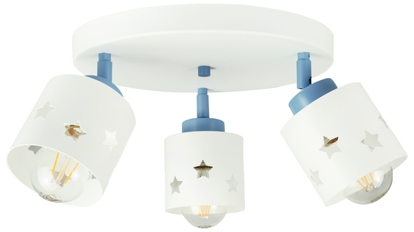 Lampa sufitowa do pokoju chłopca i dziewczynki biało - niebieska w gwiazdki 3xE27 led