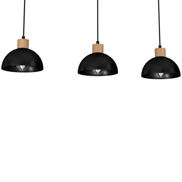 Lampa wisząca ERIK, MLP7226, czarny/drewno, 3x60W E27
