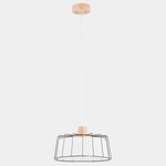 Nowoczesna lampa LIBIJA biała/drewno śr. 33cm