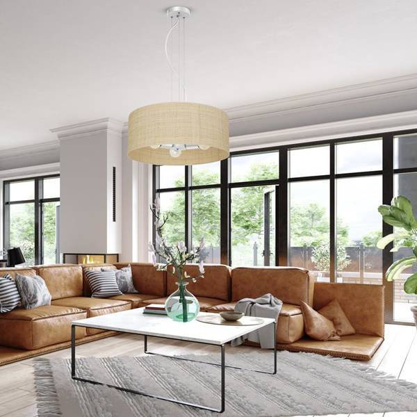 Lampa wisząca MARSHALL, MLP7490, biały/rattan, 3x60W E27 