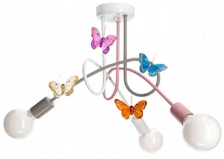 Lampa sufitowa do pokoju dziewczynki kolorowa Edison Motylek 3