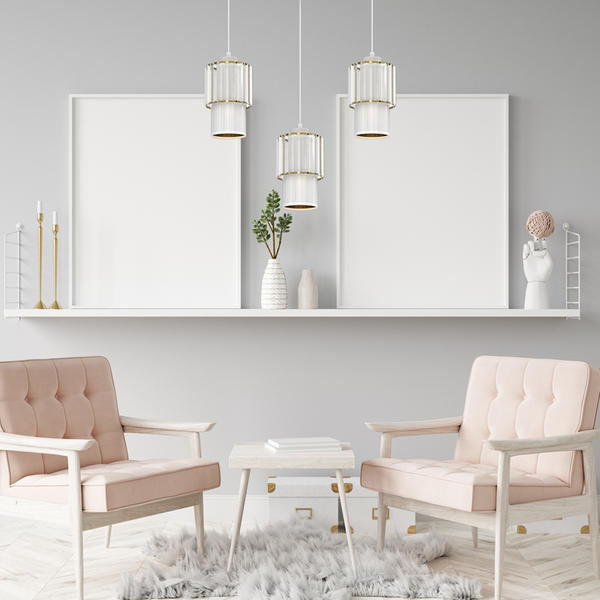 Lampa wisząca BLANCO, MLP8365, biały/transparentny/złoty, 3x60W E27