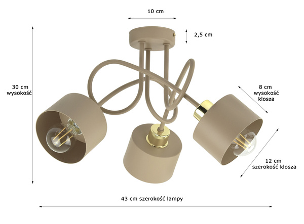 Lampa sufitowa do pokoju dziecka beżowa Zaczarowany Kubeczek 3xE27 Led 