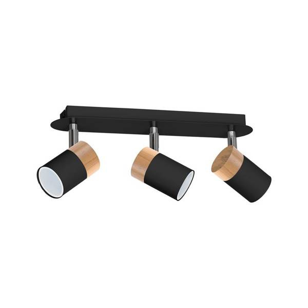 Lampa sufitowa JOKER, MLP6304, czarny/drewno/chrom, 3x8W GU10 