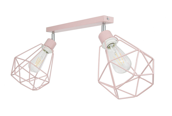 Lampa sufitowa do pokoju dziewczynki różowa pastelowa druciak w stylu loft Carmen 2xE27
