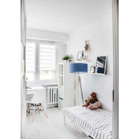 Lampa podłogowa do pokoju dziewczynki drewniana Magiczny Cylinder różowy abażur 1XE27