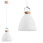 Lampa wisząca zwis HERMINA biały/drewno śr. 22cm