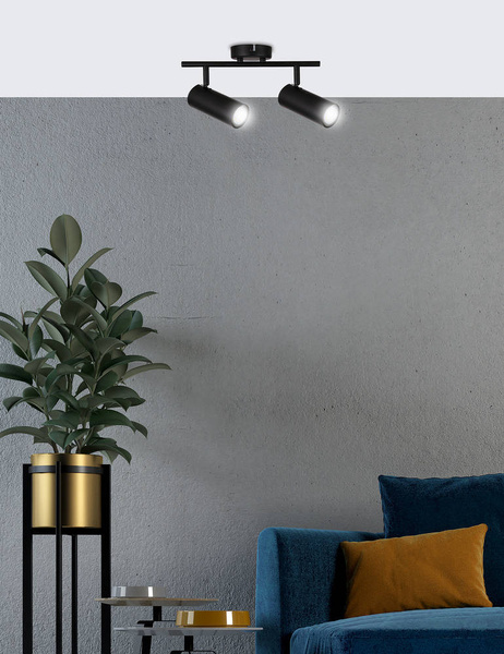 Lampa czarna ścienna/sufitowa spot 2x15W Colly 92-01665
