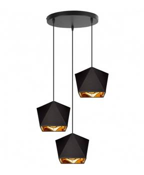 Lampa wisząca czara, abażur złoty środek Diament