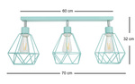 Lampa sufitowa do pokoju dziecięcego turkusowa pastelowa druciak w stylu loft Carmen 3xE27