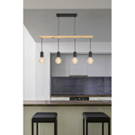 Lampa wisząca czarna + drewno 4x60W Izzy 34-77929