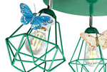 Lampa sufitowa do pokoju dziewczynki zielona 3 punktowa Motylek Druciak Loft 