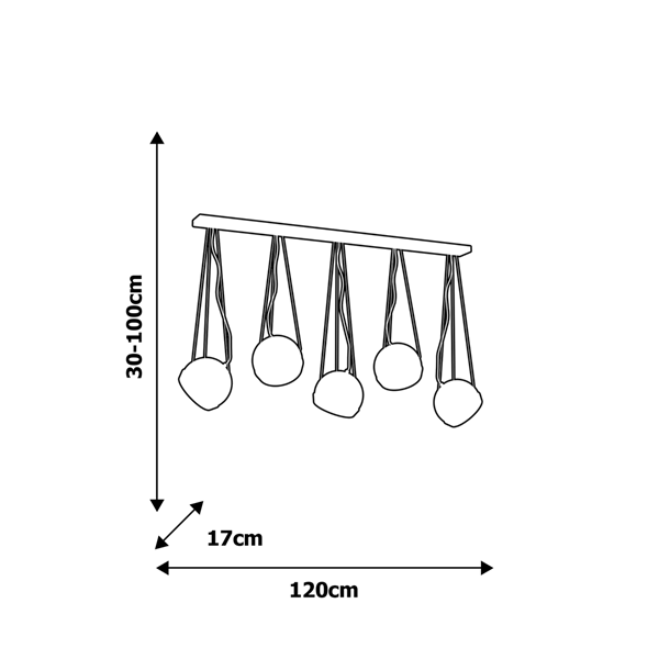 Lampa wisząca nowoczesna zwis kula OVAL V czarny szer. 120cm