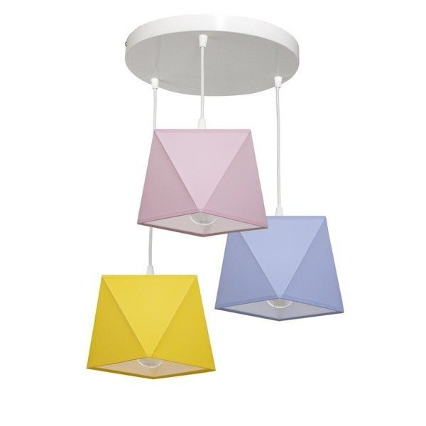 Lampa wisząca do pokoju dziewczynki i chłopca Diamencik 3 kolorowa 