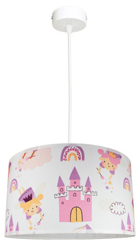Lampa wisząca dla dziewczynki biało- różowa Wróżki