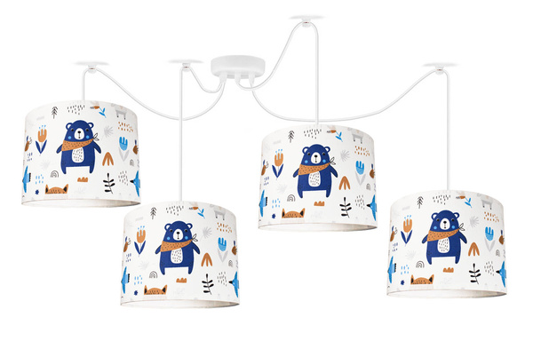 Lampa sufitowa do pokoju dziecięcego 3-punktowa z motywem misia pająk TEDDY 3xE27