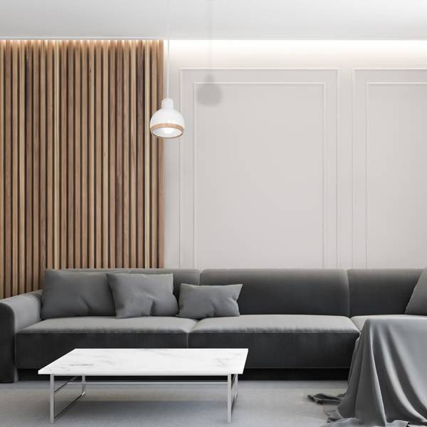 Lampa wisząca OVAL , MLP7043, biały/drewno, 1x60W E27