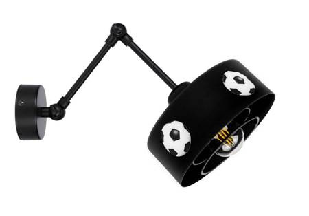 Kinkiet dziecięcy z motywem piłkarskim czarny na przegubie regulowany Mundial 1XE27