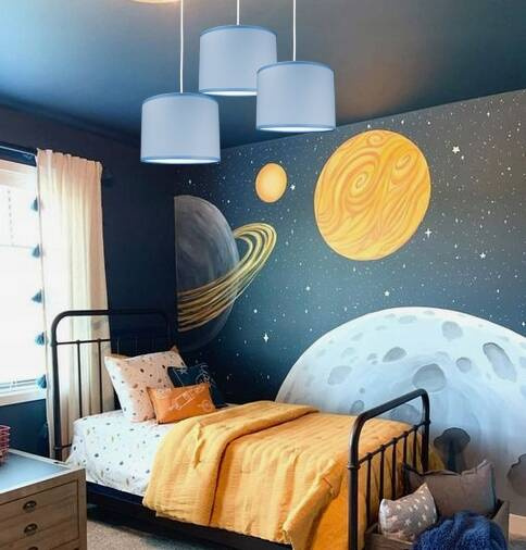 Lampa sufitowa do pokoju chłopca niebieskie abażury Blue Koło 3xE27 Led 