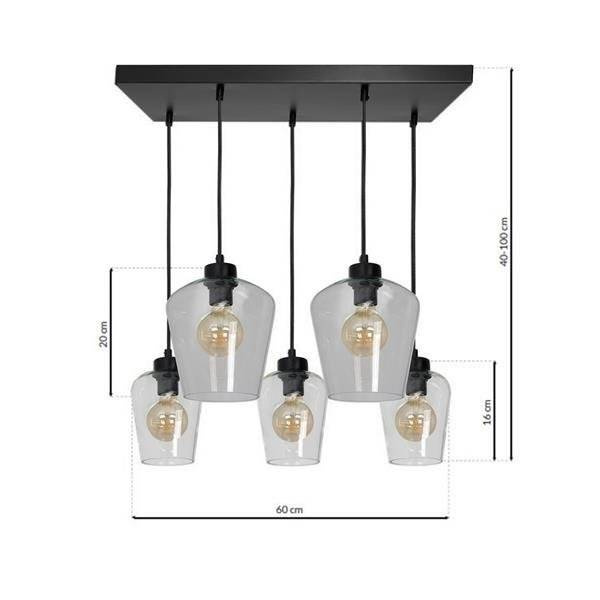 Nowoczesna lampa wisząca prostokąt SANTIAGO CLEAR MLP6615