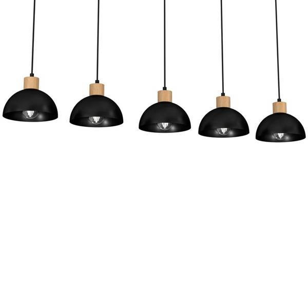 Lampa wisząca ERIK, MLP7227, czarny/drewno, 5x60W E27