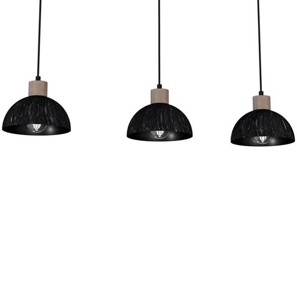 Lampa wisząca ERIK, MLP7640, przecierany czarny/drewno patynowane, 3x60W E27
