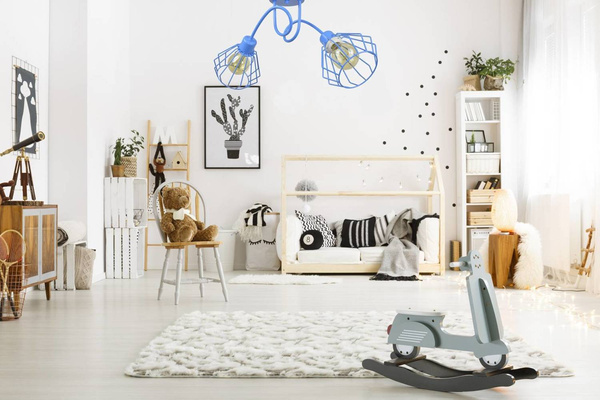 Lampa sufitowa do pokoju chłopca i dziewczynki  niebieska Edison Loft 2xE27 Led 