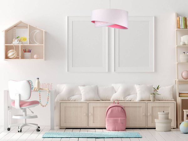 Lampa sufitowa do pokoju dziewczynki biało - różowa lampa w gwiazdki 