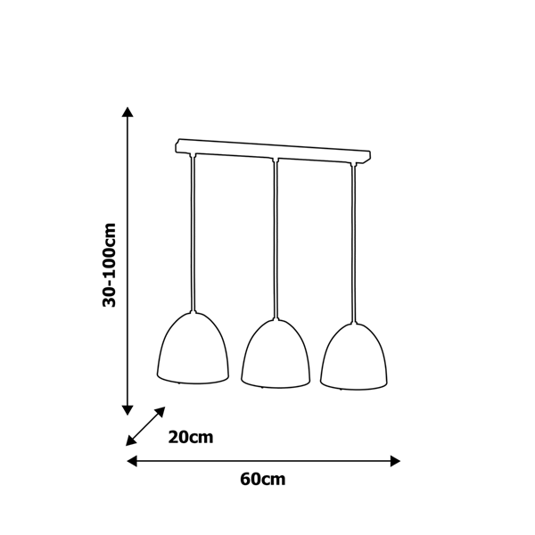Nowoczesna lampa wisząca listwa VEGAS 3xE27 MLP5588