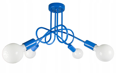 Lampa sufitowa do pokoju chłopca i dziewczynki niebieska Tęczowy Zawijas 4xE27 Led
