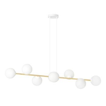 Nowoczesna lampa wisząca nad wyspę biało- złota GRAVITY 8  WH GOLD