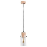 Lampa wisząca zwis TANTUM drewno/czarny śr. 13cm