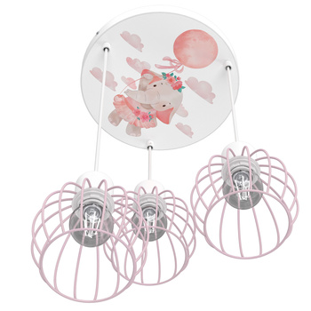 Lampa sufitowa do pokoju dziewczynki Słonik Koszyczek 3xE27