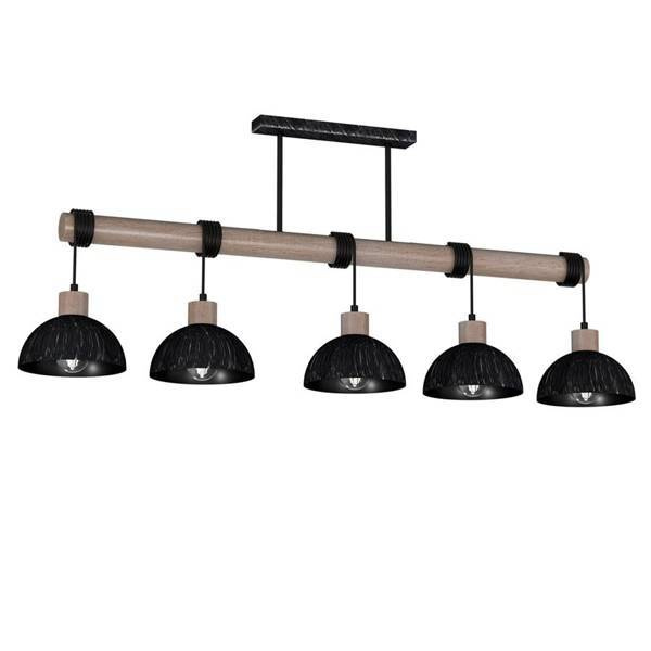 Lampa wisząca ERIK, MLP7641, przecierany czarny/drewno patynowane, 5x60W E27