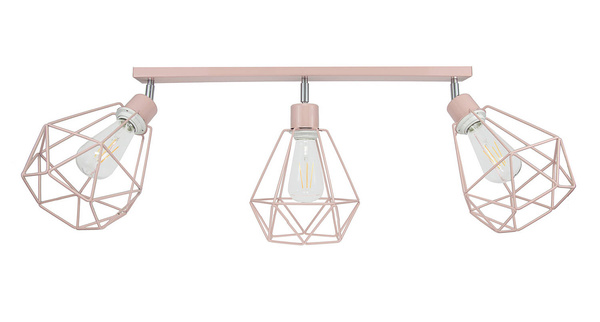 Lampa sufitowa dla dziewczynki pastelowy róż nowoczesny druciak w stylu loft Carmen 3xE27