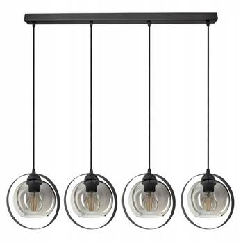 Nowoczesna lampa wisząca czarna- grafitowe szklane klosze 4xE27