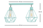 Lampa sufitowa do pokoju dziecka pastelowa - turkusowa druciak w stylu loft Carmen 2xE27
