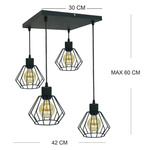 LAMPA WISZĄCA SUFITOWA PLAFON KWADRAT DIAMENT GRAFIT MODERNO