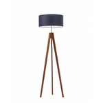 Lampa podłogowa do pokoju dziecka Magiczny Cylinder drewniana niebieski abażur 1XE27