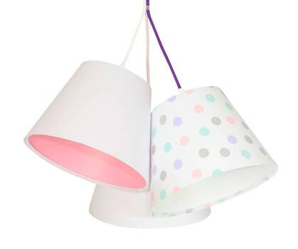 Lampa sufitowa do pokoju dziewczynki różowa w kropki 3xE27