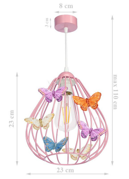 Lampa do pokoju dziewczynki biała Motylek Owal 1