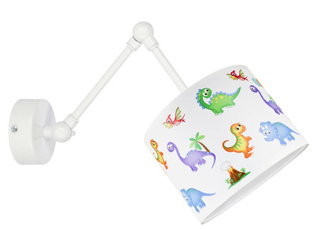 Lampa ścienna do pokoju dziecięcego na przegubie regulowana Dinozaury 1xE27