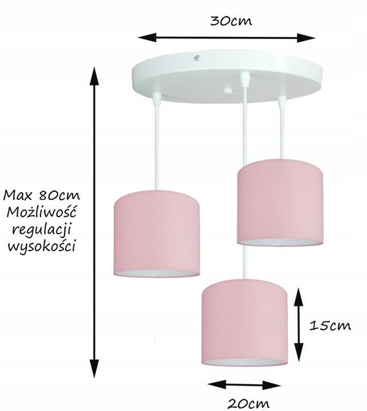 Lampa sufitowa do pokoju dziewczynki różowa 3-punktowa Pinki Koło 3xE27 Led 