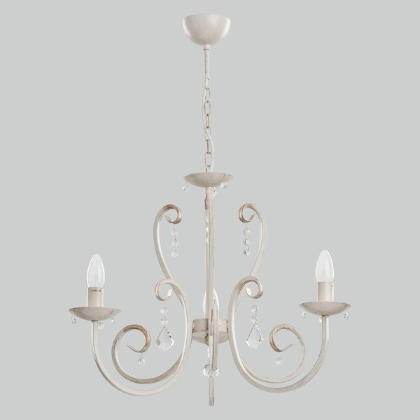 Żyrandol klasyczny świecznikowy WHITE śr. 52cm biały antyczny