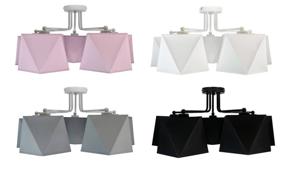Lampa sufitowa  do pokoju nastolatka 5-punktowa kolorowe abażury Diament 5xE27