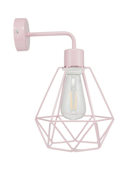Lampa ścienna do pokoju dziewczynki różowa pastelowa druciak w stylu loft Carmen 1 