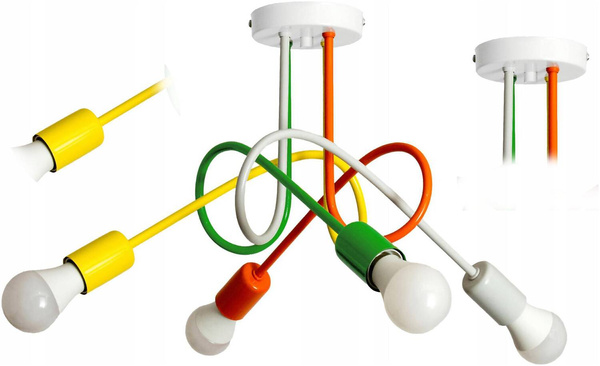 Lampa sufitowa dla chłopca i dziewczynki kolorowa w stylu loft Mondo 4 
