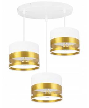 Elegancka Lampa Wisząca z Transparentnymi złotymi Detalami i Nowoczesnymi Abażurami