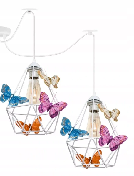 Lampa sufitowa do pokoju dziewczynki w stylu loft pająk Motylek 4xE27 Led 