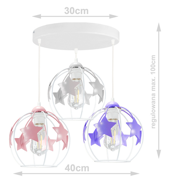 Lampa sufitowa do pokoju dziecka kolorowa Gwiazdki Kule 3xE27